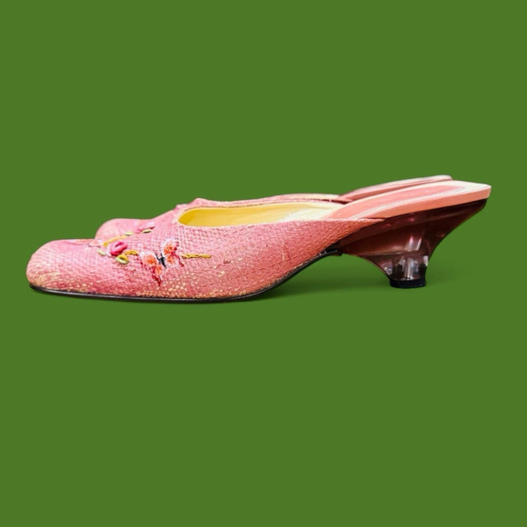 Pink Embroidered Women's Slip-On Mules - Picture 2 of 9